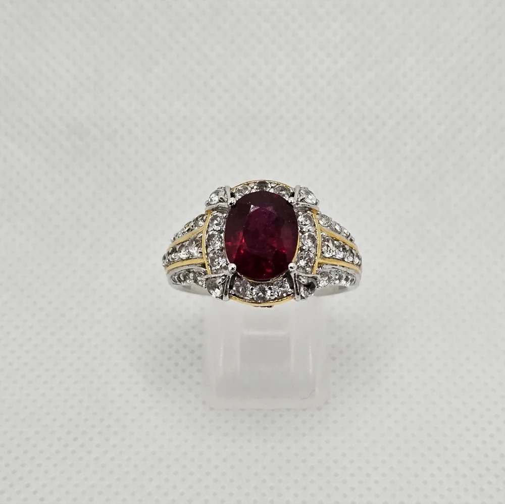 Victoria Wieck Ruby Ring Sterling Silver & 14K Yellow Gold Size 9.5! - Picture 10 of 12